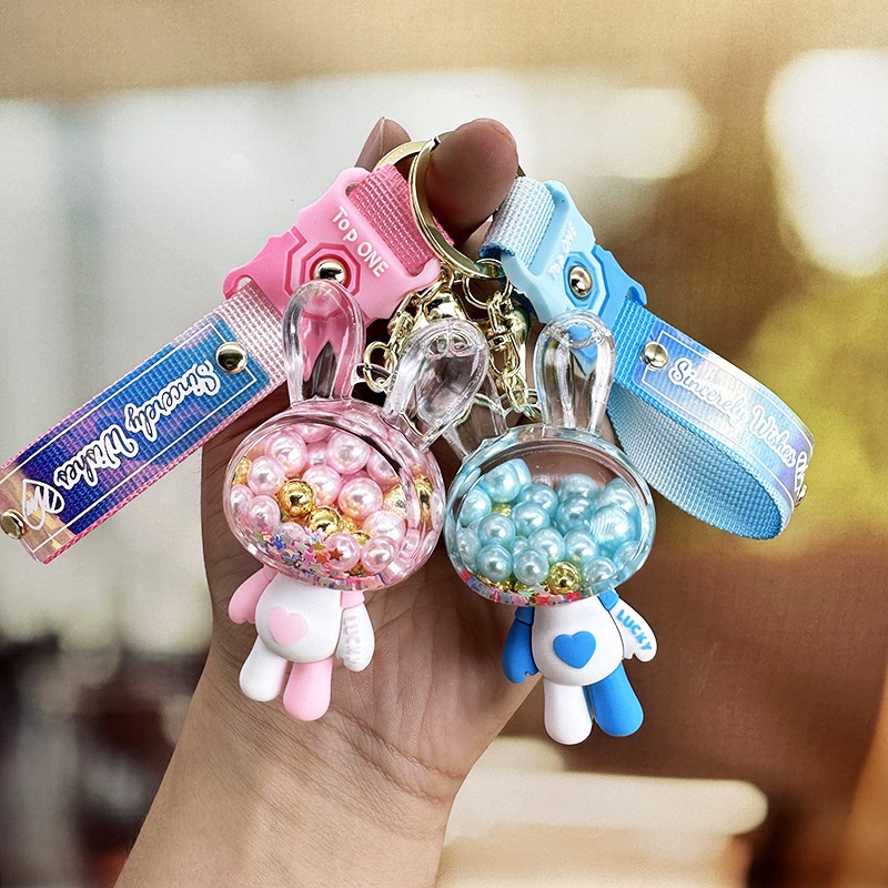 Colorful Bean Rabbit Cute Cartoon Keychain Pendant Internet Celebrity Women's Bag Pendant Exquisite Car Key Chain Ring