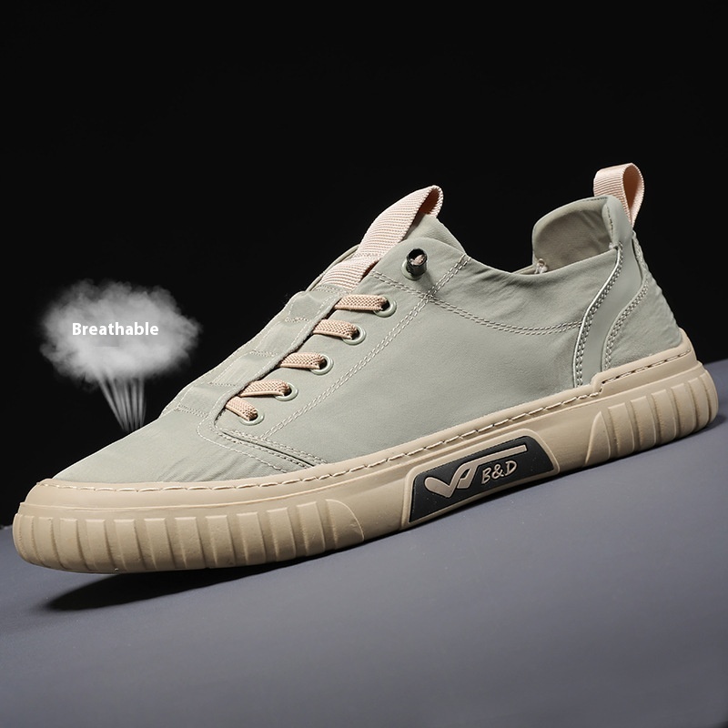 Men's Shoes Styley Shoes Summer Breathable Cloth Shoes Slip-on Lazy Shoes Men's Casual Flat Anti-skateboard Shoes