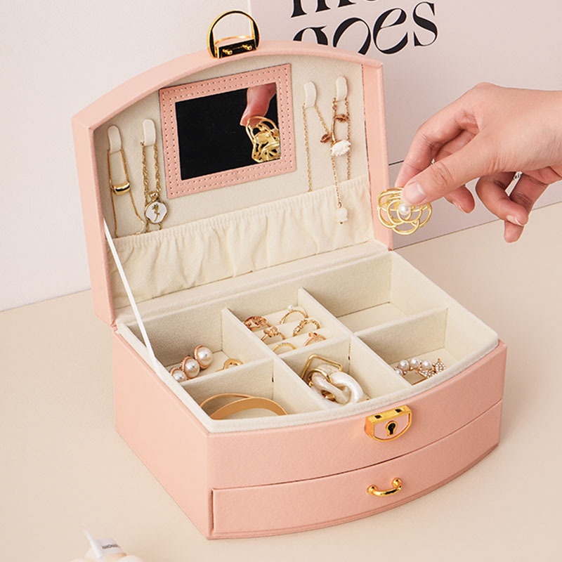 Jewelry Box Portable Jewelry Box Large Capacity Necklace Children's Hair Accessories Jewelry Box Flip Jewelry Storage Box