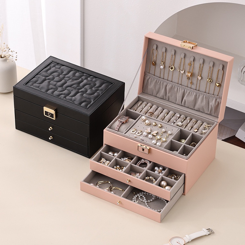 Jewelry Box Large Capacity Double Layer Creative Simple Multifunctional Jewelry Storage Box Necklace Earrings Jewelry Box