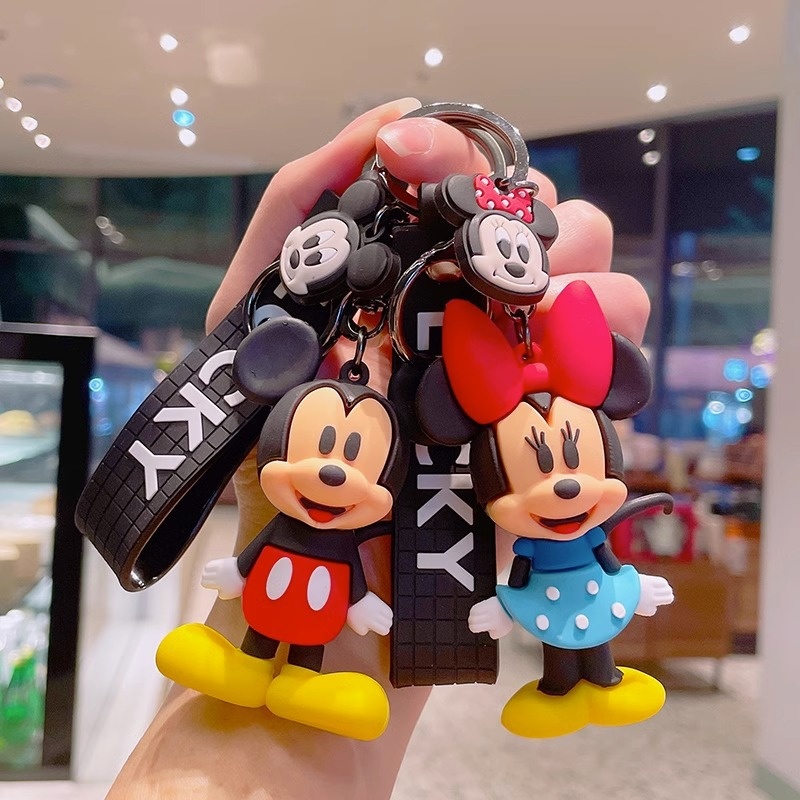 Cartoon Mickey Mouse Mickey Minnie Doll Keychain Exquisite Couple Schoolbag Pendant Car Bag Pendant