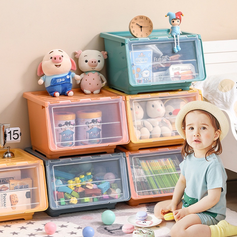Xingyou Toy Storage Box Front Open Transparent Flip Children's Storage Basket Baby Snack Storage Box Storage Cabinet