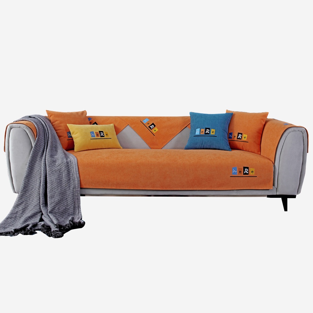 Four Seasons Universal High-grade Chenille Non-slip Sofa Cushion Nordic Simple Thickened Fabric Embroidered Sofa Cushion Cover