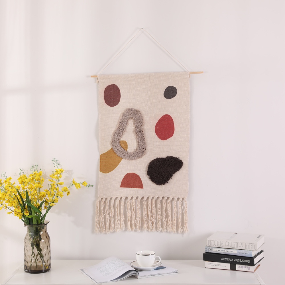 Special Hand-woven Wall Flocking Decorative Tapestry Nordic Style Background Wall Bedroom Woven Tassel Tapestry
