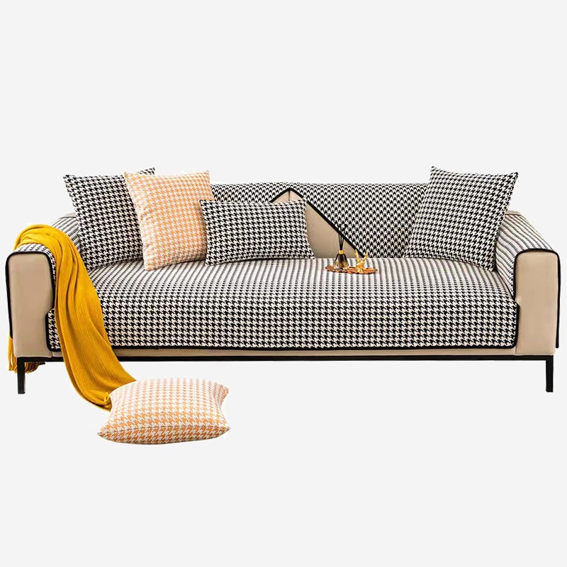 Houndstooth Light Luxury Chenille Non-slip Sofa Cushions For All Seasons High-end Fabric Sofa Cushions Sofa Cover