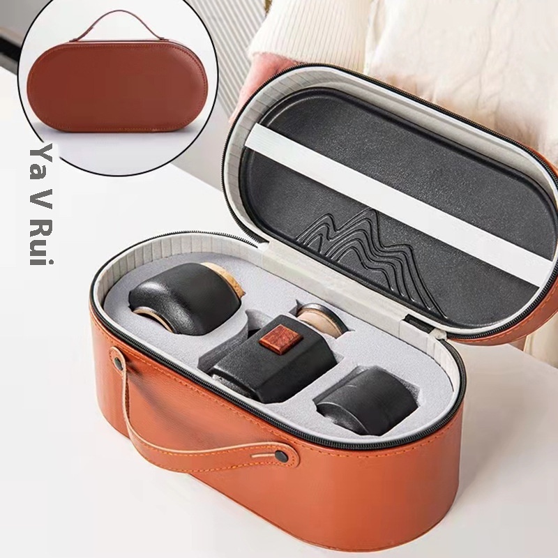 Black Pottery Quick Cup Tea Set Portable Outdoor Camping One Pot Three Cups Travel Tea Set Set Kung Fu Tea Set