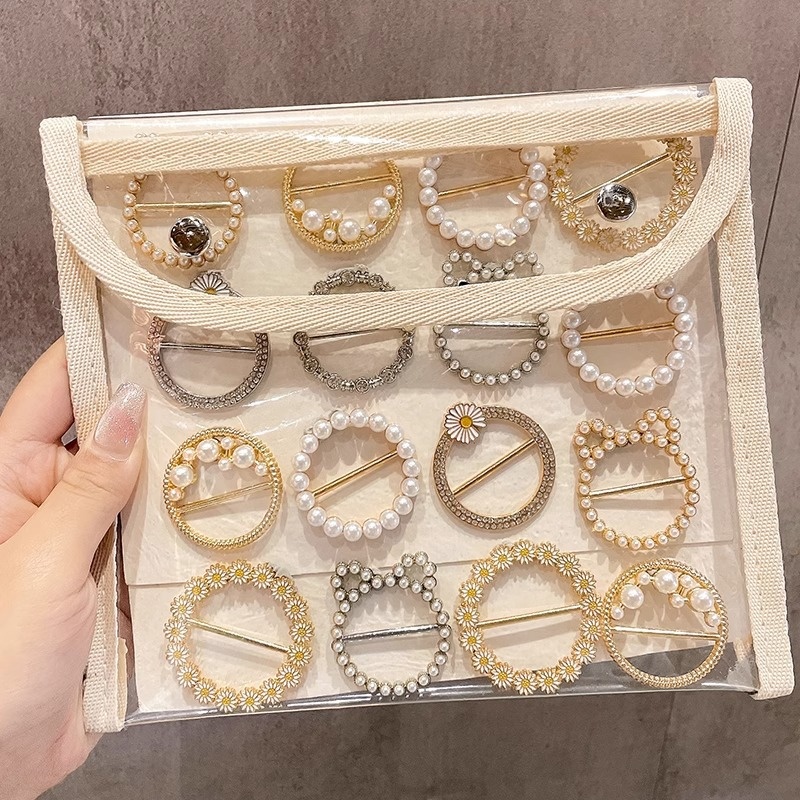Corner Knotted Buckle For Women Scarf Buckle High-end Pearl Button Button High-grade Clothing Buckle Buckle
