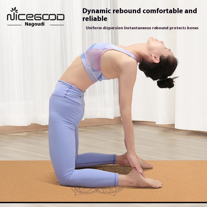 Nagudi Rubber Non-slip Silent Thickened Widened Home Yoga Dance Skipping Fitness Exercise Cork Yoga Mat