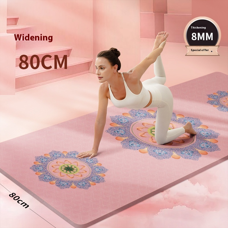 Nagudi Thickened Silent Shock Absorption8mm Household Posture Line Printing Non-slip Skipping Rope Dance Fitness Tpe Yoga Mat