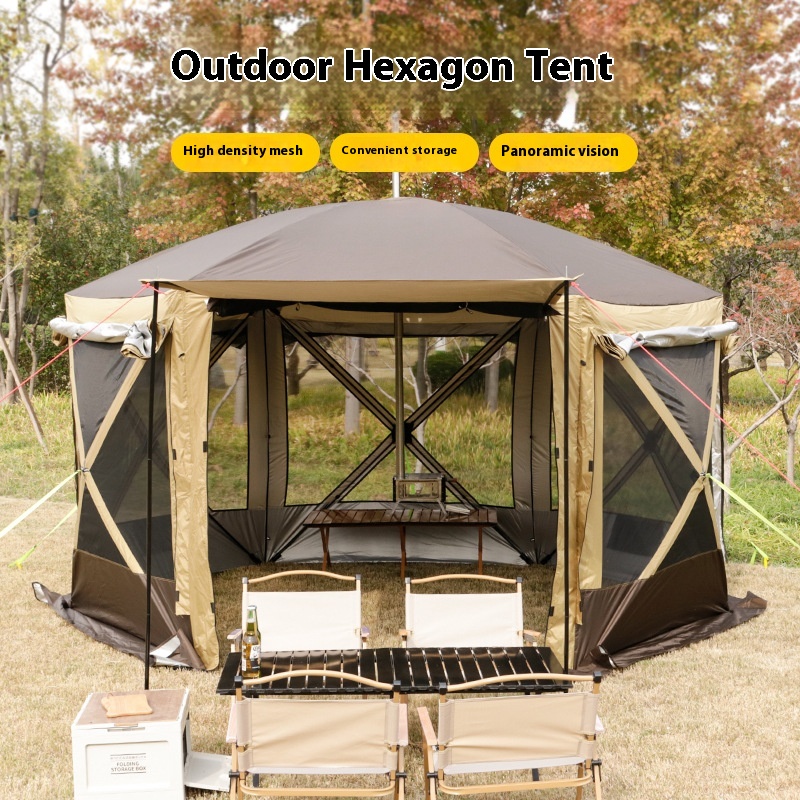 3m3.6m Outdoor Large Canopy Yurt Camping Self-driving Overnight Large Tent Hexagonal Tent Warm