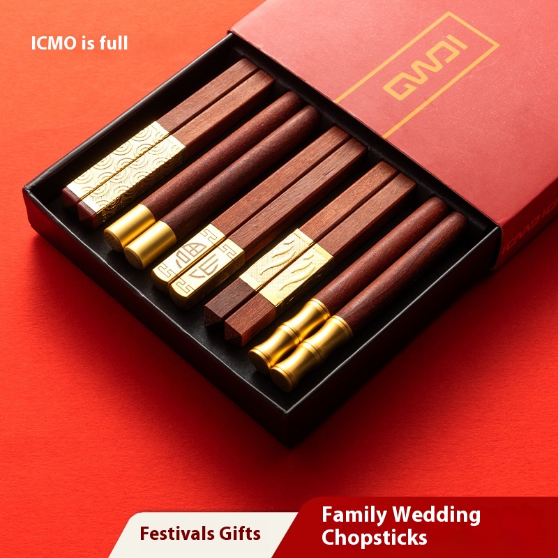 Kemanduo Red Sandalwood Chopsticks Solid Wood Chinese Style Home Natural No Paint No Wax National Style One Person One Chopsticks Separate Meals