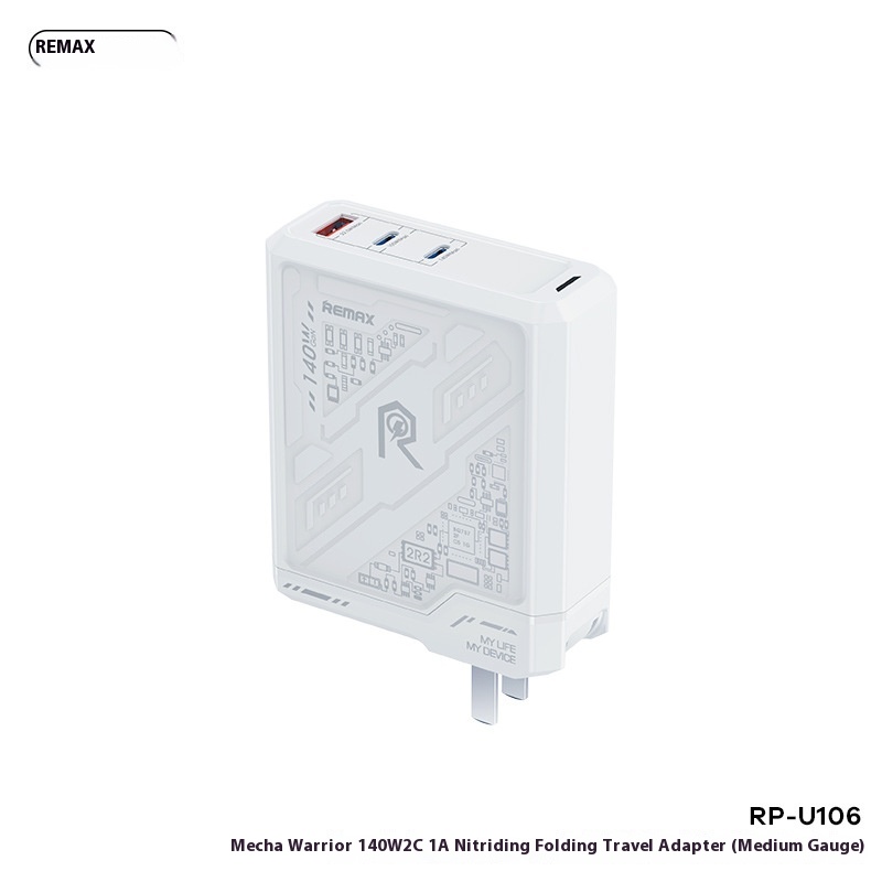 REMAXMech Warrior140 WGa N2 C+1 AFolding Charger EU-China Standard Mobile Phone Laptop Super Fast Charge