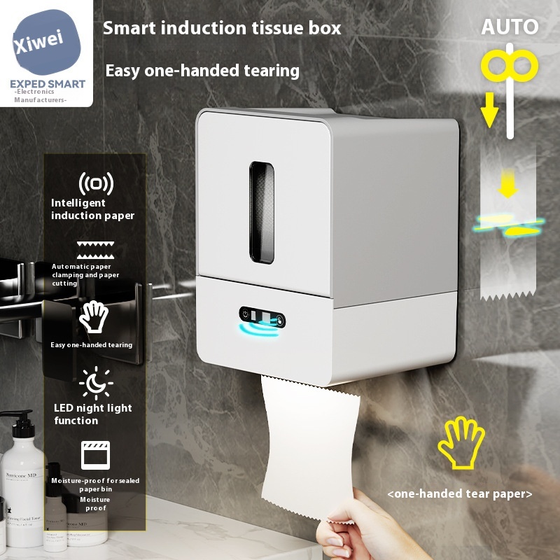 Intelligent Induction Tissue Box Automatic Paper Dispenser Electric Wall-mounted Toilet Paper Roll Box Toilet Toilet Paper Machine