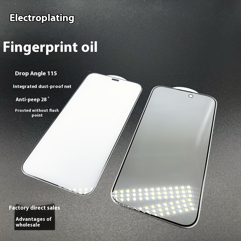 Apple15 Electroplating IPhone16 Corning Tempered Film Flash-free Frosted13pro Anti-peep28 Degrees14pro Applicable