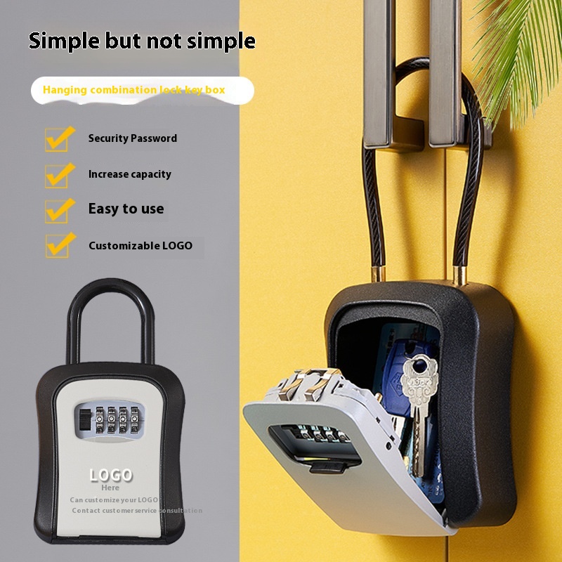 Steel Wire Rope Combination Lock Key Box Soft Steel Cable Wall Hanging Optional Hanging Key Combination Box