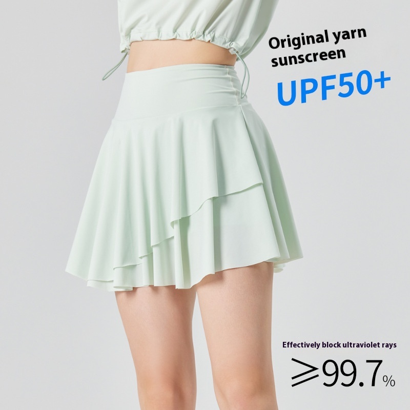 Original Yarn Sun Protection Short Skirt Ice Sense Anti-ultraviolet Fake Two-piece Anti-light Quick-drying Sports Fitness Golf Tennis Skirt