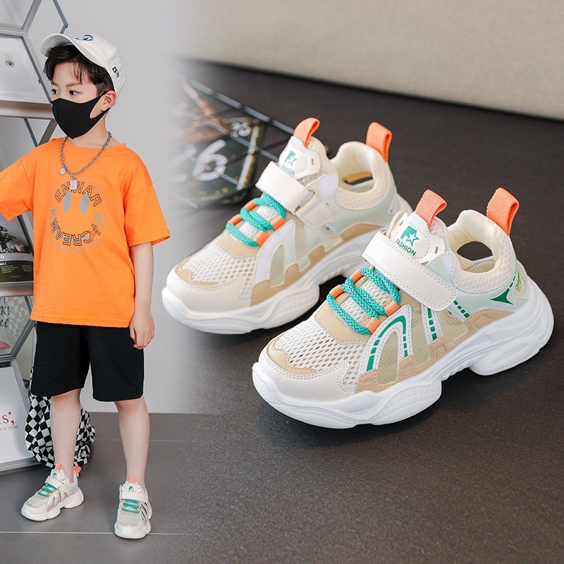Summer Boys Dad Shoes Little Boy Hollow Hole Running Shoes Student Mesh Breathable Children's Sports Shoes
