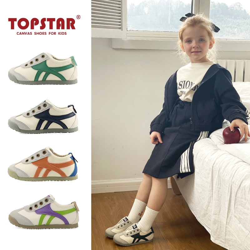 TSChildren's Shoes Children's Canvas Shoes Low-top Spring Velcro Girls'German Training Shoes Boys'Baby Shoes