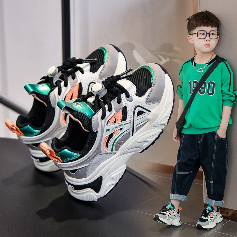 Boys'Dad Shoes Spring And Autumn Mesh Breathable Boys'Sports Shoes Non-slip Soft Sole Casual Children's Shoes