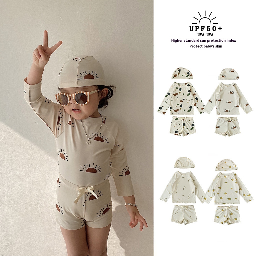 Summer Boys Split Swimsuit Long-sleeved Sunscreen Quick-drying Swimsuit Style Baby Swimsuit