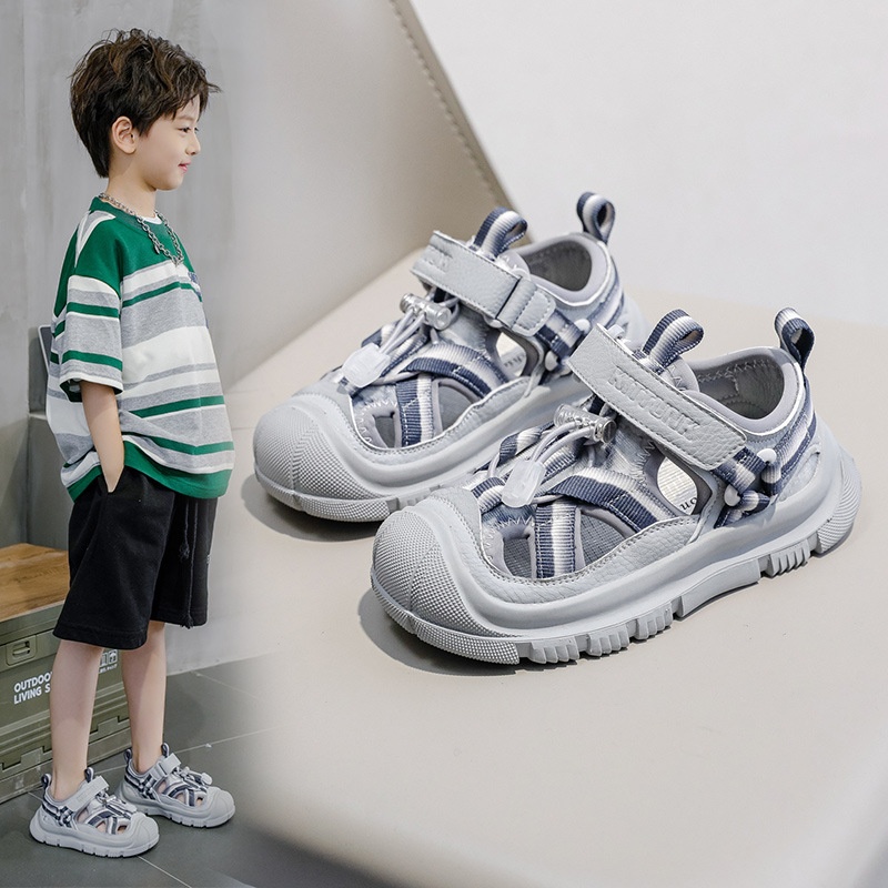 Summer Boys Sandals Children's Beach Shoes Closed Toe Anti-collision Casual Shoes Girls Sports Hole Sandals