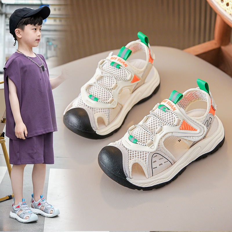 Boys'Sandals Summer Style For Middle And Large Children's Little Boy's Sandals With Velcro Fashionable And Comfortable Children's Beach Shoes