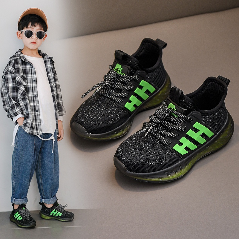 Boys'Coconut Shoes Spring And Autumn Middle And Large Children's Mesh Breathable Mesh Shoes Casual Little Boy Sports Shoes