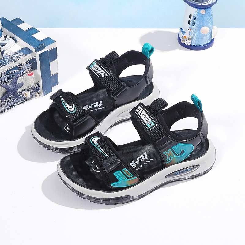 Boys Sandals Summer Velcro Children's Shoes Non-slip Soft Bottom Open Toe Versatile Sports Beach Shoes