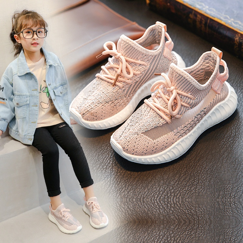 Spring And Autumn Boys'Coconut Shoes Fashionable Breathable Girls'Flying Weave Running Shoes Soft-soled Children's Casual Shoes