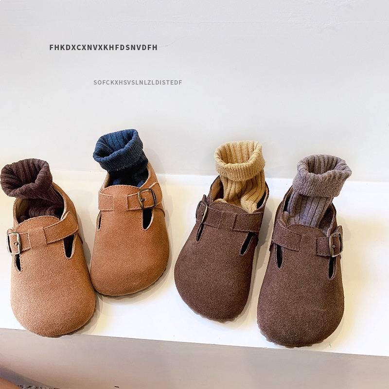 Korean Children's Shoes Genuine Leather Birkenstocks Girls'Leather Shoes Spring And Autumn Children's Toe Shoes Boys'Casual Shoes
