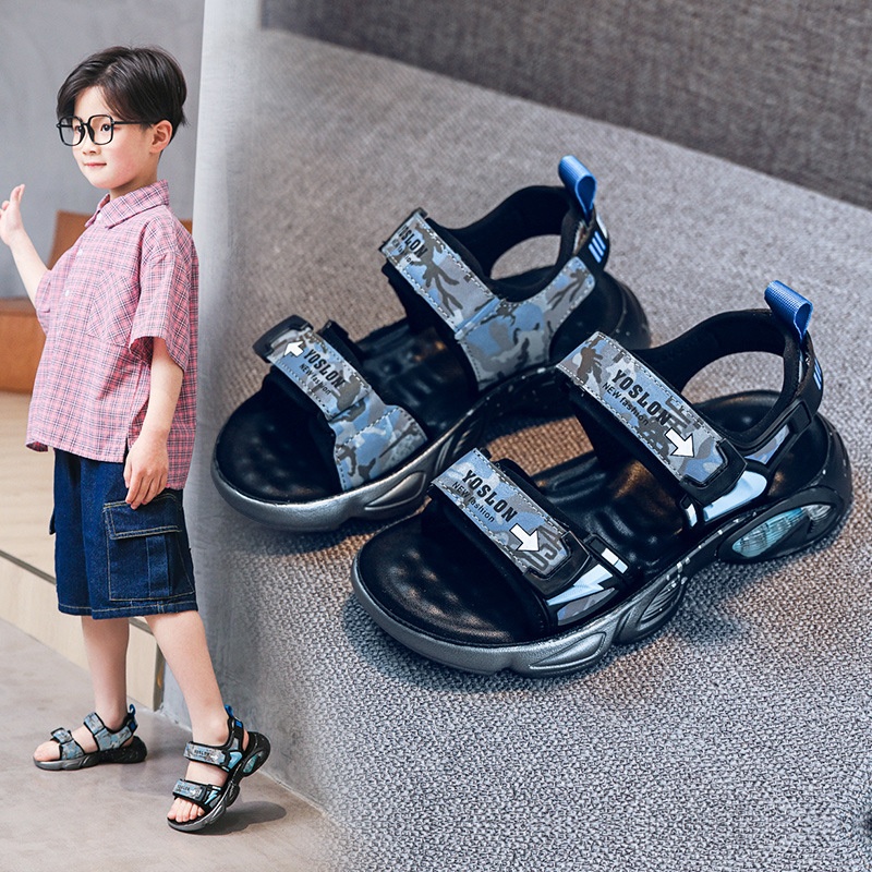 Summer Medium And Large Boys Boys Sandals Velcro Soft Sole Fashion Casual Little Boys Beach Shoes