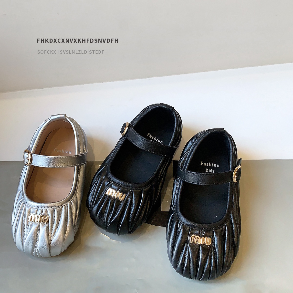 Korean Version Wrinkled Small Chanel Style Children's Shoes Children1-3-6 Years Old Girls Leather Shoes Children's Princess Small Single Shoes Baby Shoes