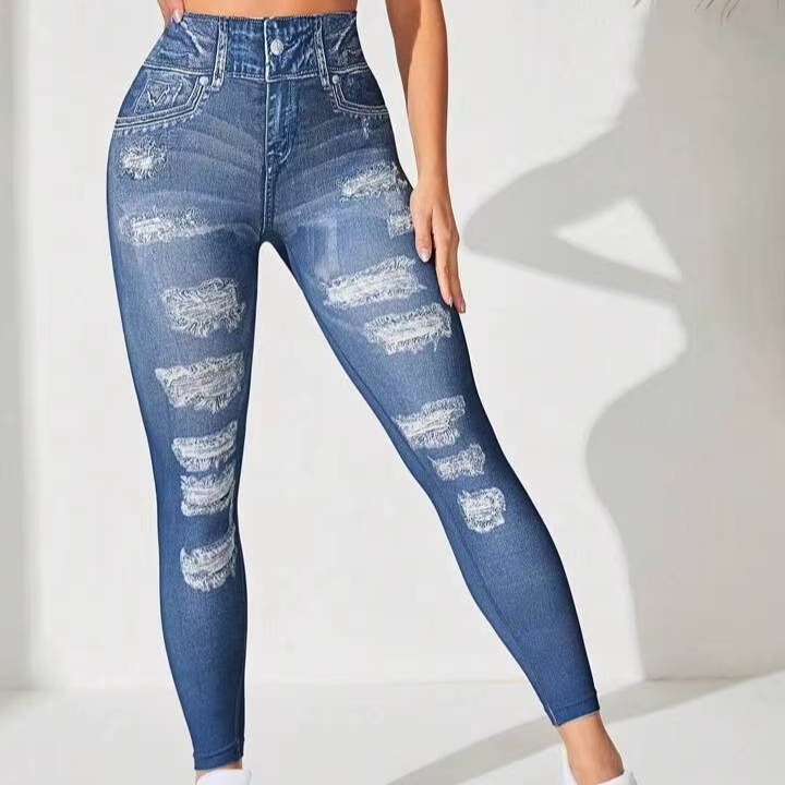 Imitation Denim Seamless Peach Hip Yoga Pants High Waist Hip Lift Fitness Pants Sweatpants