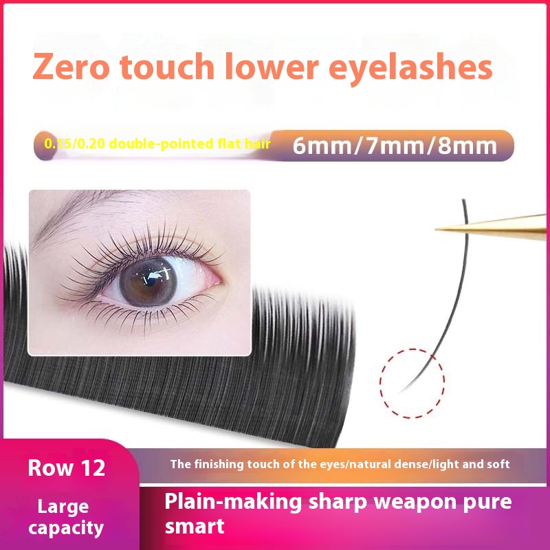 Single Lower Eyelash Grafting Thickened Sharpened Air Flat Hair Super Soft Matte Natural Simulation Mink Hair Eyelash Shop Use