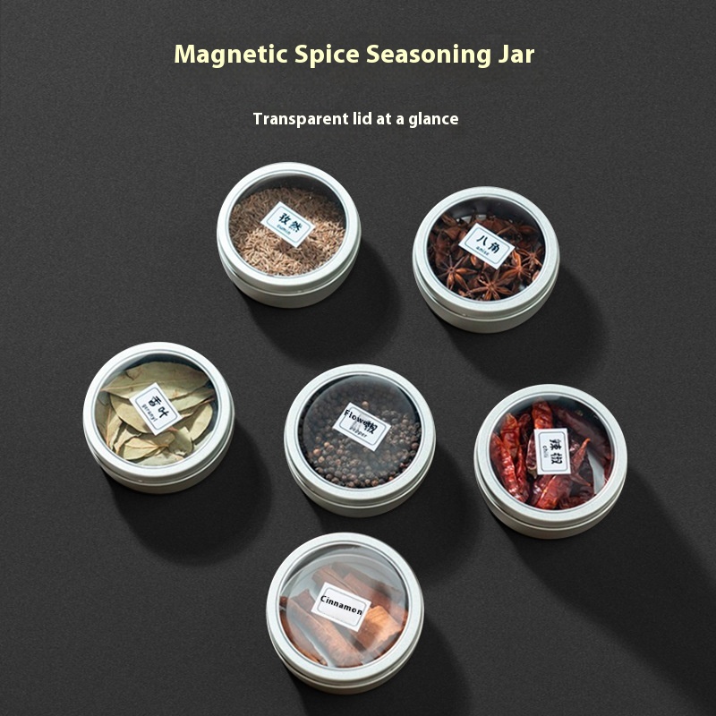 Tinplate Household Kitchen Refrigerator Magnetic Seasoning Box With Lid Spice Box Mini Ingredient Storage Box Seasoning Jar