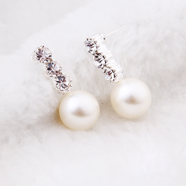 Korean-style Fashion Full Diamond Pearl Stud Earrings,Elegant Personalized Diamond-set Earrings