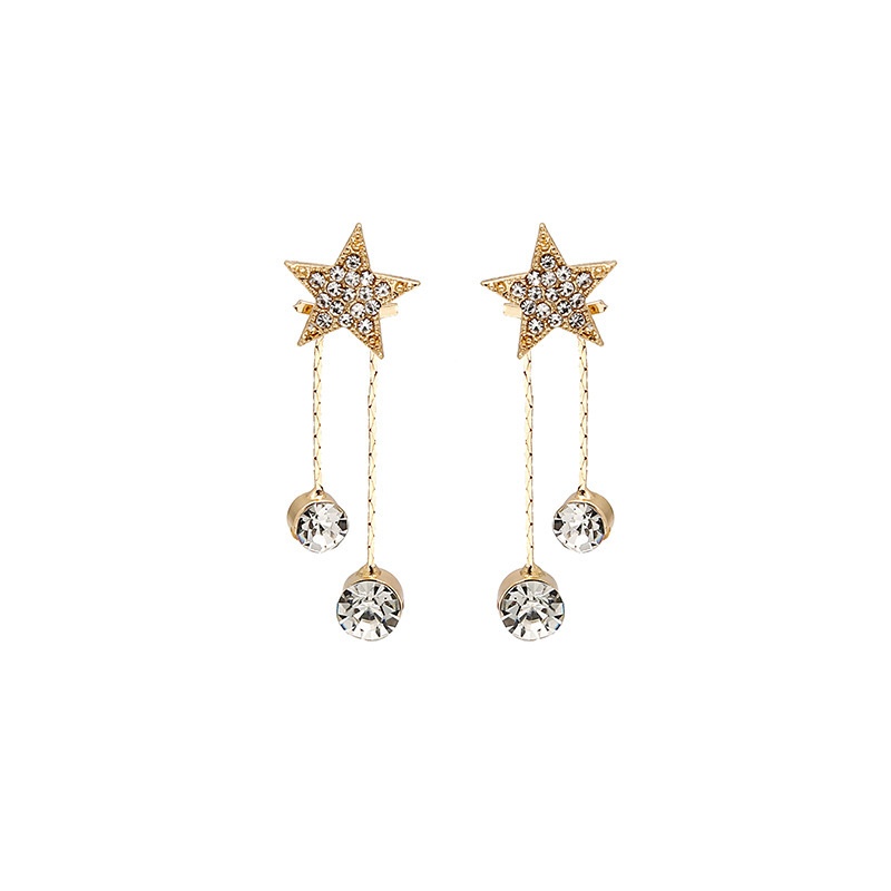 925 Silver Needle Five-pointed Star Earrings Female Tassel Summer Design Temperament Earrings