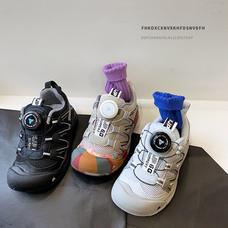 Korean Version Of Knob Shoes Children's Shoes Children's Sports Shoes Mesh Breathable Spring And Autumn Boys'Dad Shoes Girls'Shoes