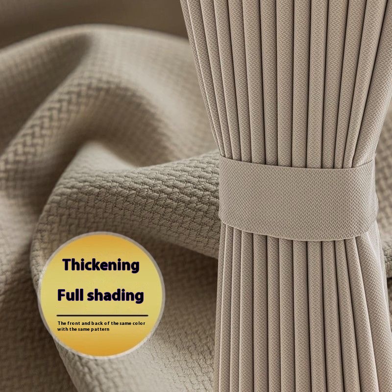 Double-sided Rice Grain Cotton Matcha Green Cotton And Linen Curtain Bedroom Balcony Living Room Full Blackout Stereotyped Modern Blackout Curtain Cloth