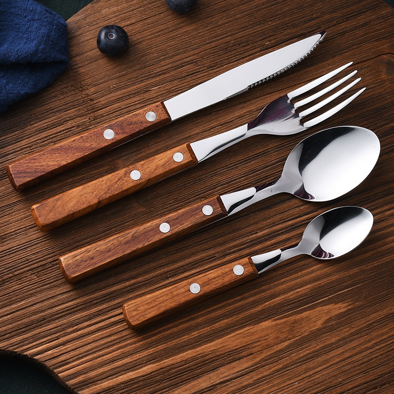 Rosewood Stainless Steel Tableware Steak Knife And Fork Spoon High Value Spoon Fork Hotel Supplies