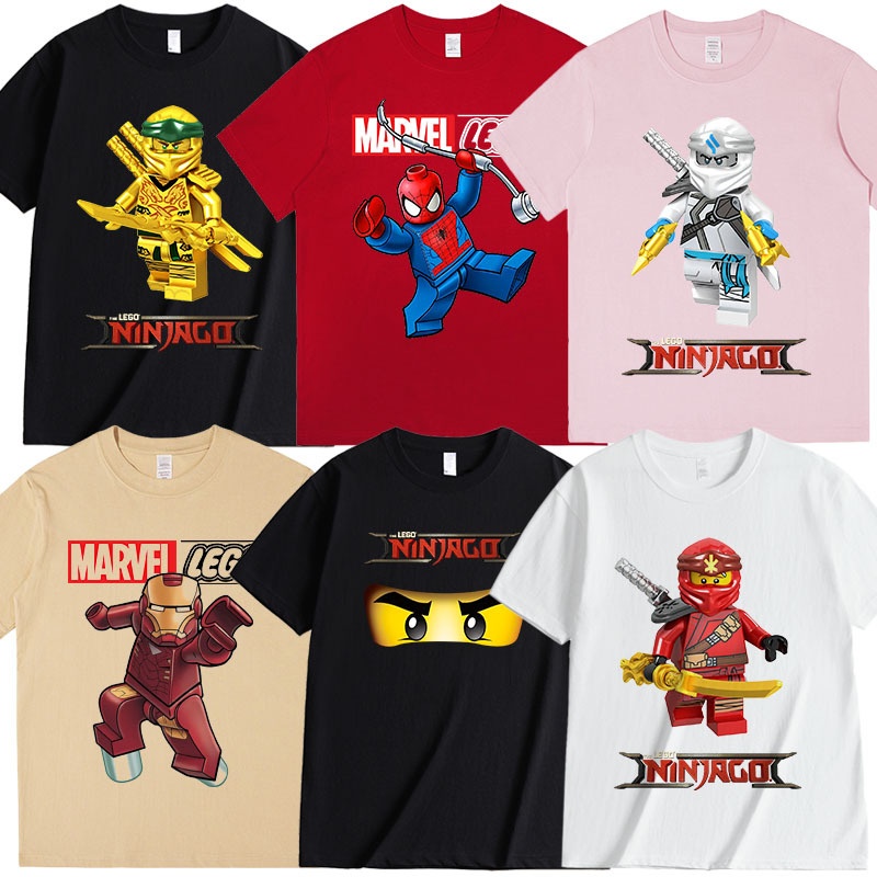 LEGOT-shirt Short-sleeved Joint Clothes Father And Son Phantom Ninjago Marvel Spider-Man Children's Clothing Parent-child Peripherals