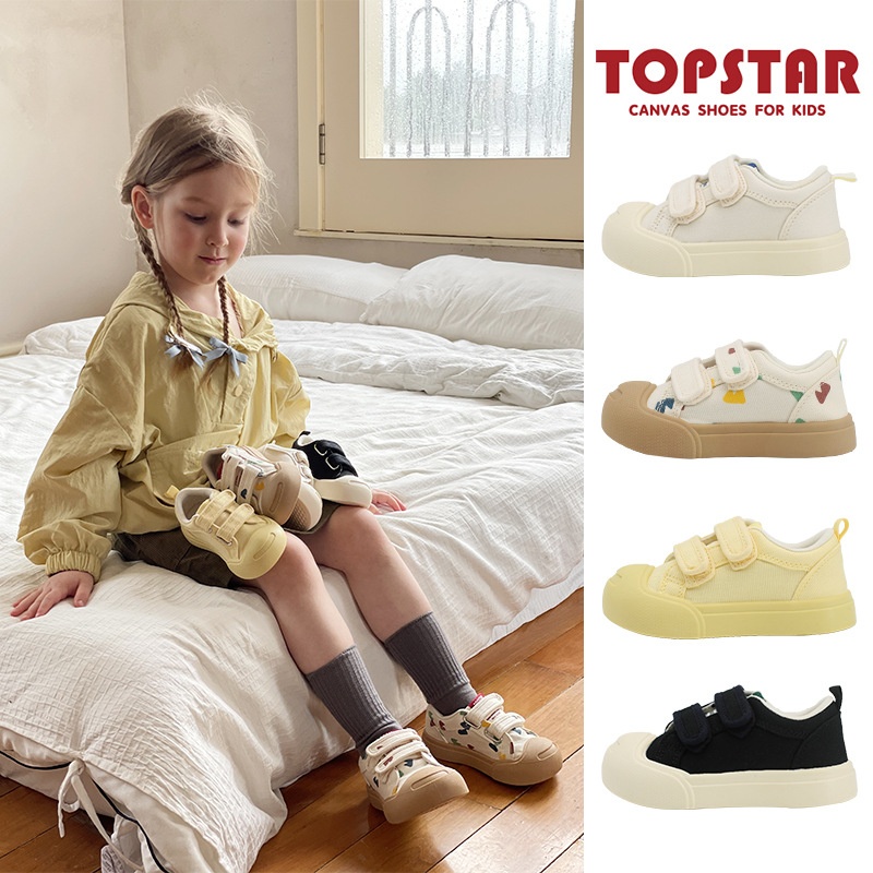 TSOpen Smile Children's Shoes Children's Canvas Shoes Spring Girls'Sneakers Boys'Baby Kindergarten Indoor Shoes