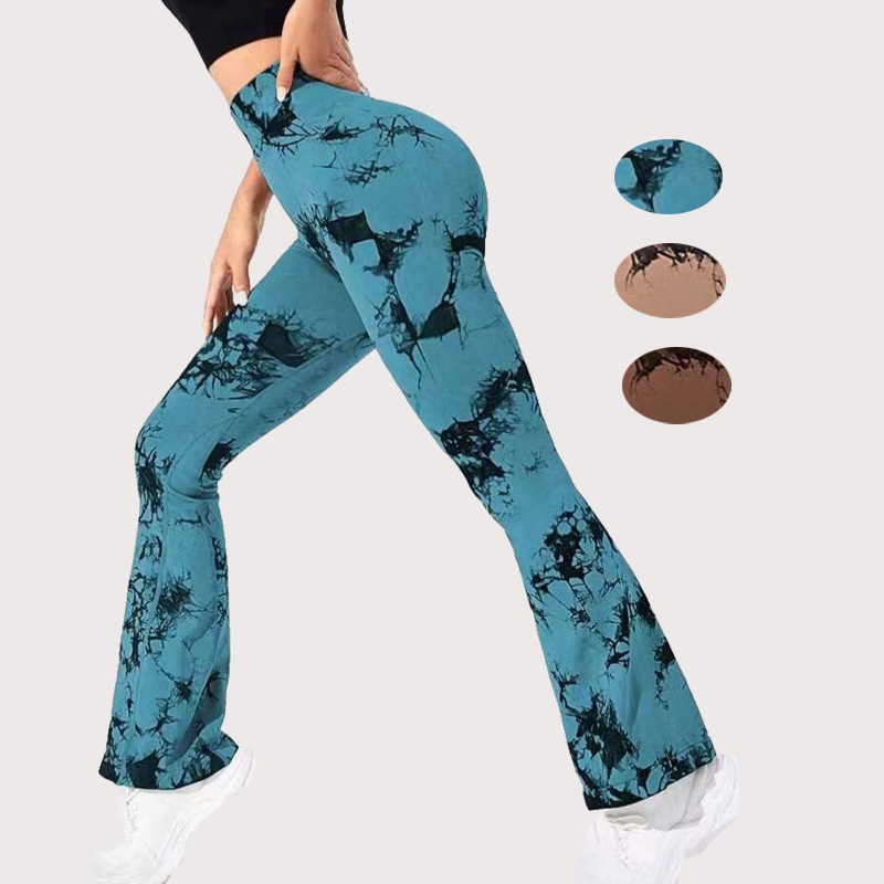 European And American Tie-dyed Seamless Yoga Pants High Waist Hip Lift Yoga Pants Fitness Pants Style Bell Bottom Pants Women's Sports Pants