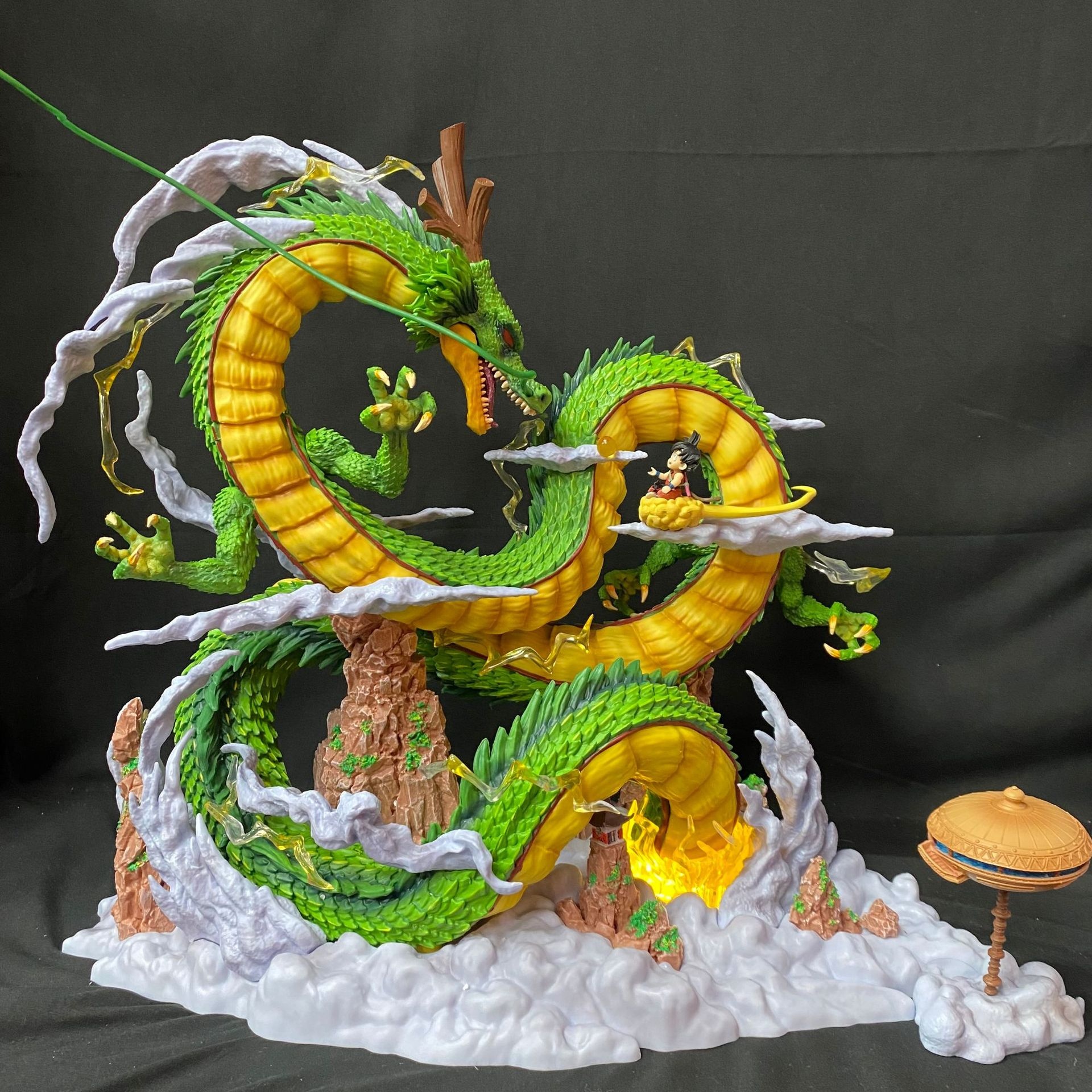 Dragon Ball Shenron And Little Goku Dragon-Illuminated Model Statue.