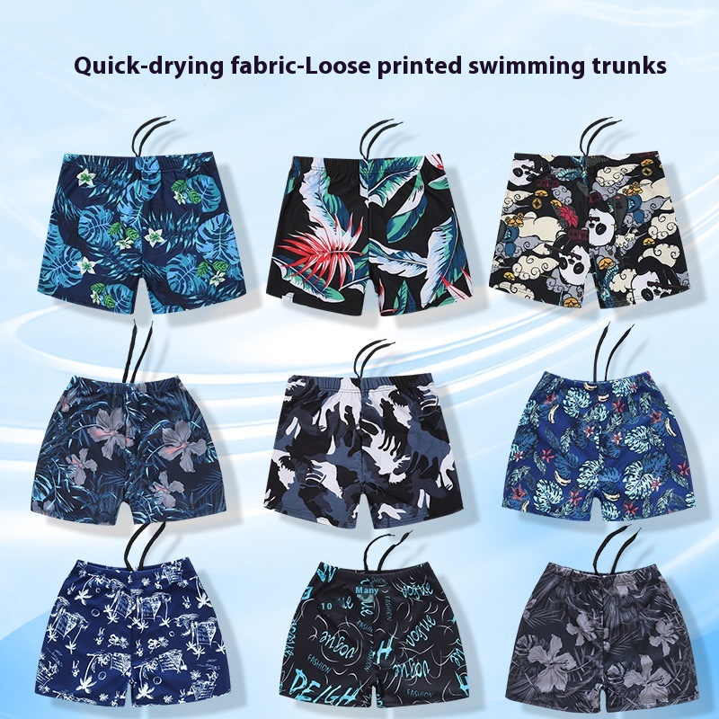 Men's Swimming Trunks Anti-embarrassment Adult Fashion Printed Boxer Beach Shorts Hot Spring Vacation Swimming Trunks