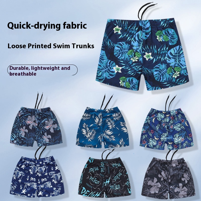 Men's Swimming Trunks Quick-drying Adult Large Size Comfortable Breathable Seaside Holiday Swimming Trunks Anti-embarrassment Boxer Shorts Hot Spring Shorts