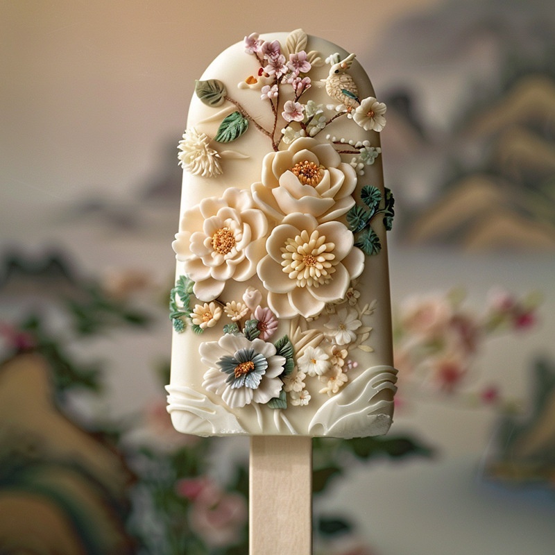Cultural And Creative Floral Ice Cream Food-Grade Silicone Mold-Handmade DIYPopsicle And Ice Cream Mold For Travel Destinations.