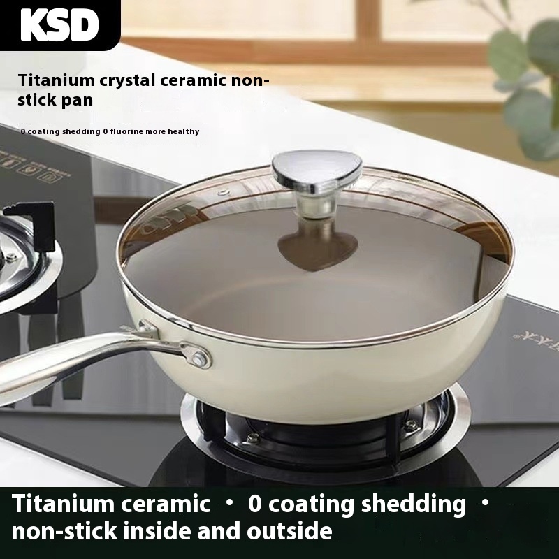 Non-Stick Pan Deep Frying Wok Induction Cooker Gas Stove Universal Household Wok