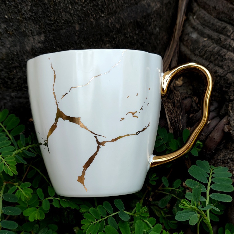 Nordic Style Gold Marble Cup Coffee Cup Matte Ceramic Cup Mug