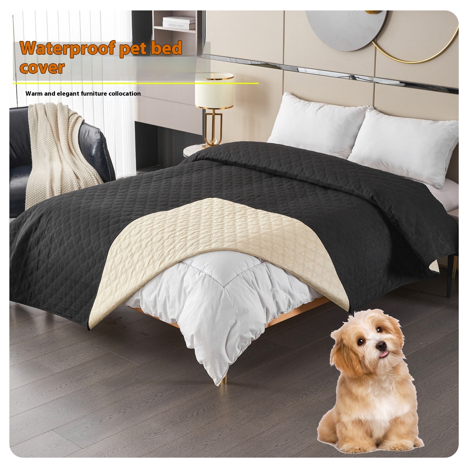 Waterproof Urine Proof Pet Mattress Quilted Cotton Bed Cover Four-leaf Clover Simple Cat Dog Pet